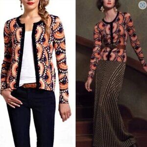 Tabitha Anthropologie Odval Art Deco Geo Print Button Up Cardigan Sweater M